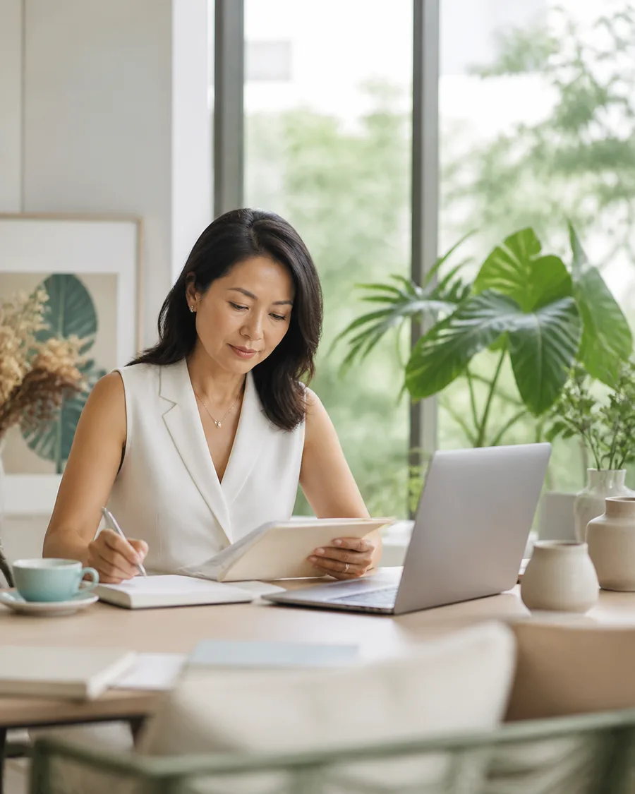 Chinese Malaysian adult reviewing information